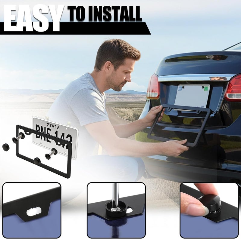 EPIMA 2-Pack License Plate Frames, Universal Black Aluminum Licence Plate Frame Holder, 2-Hole Narrow ＆ Slim Design Holder with Screws & Caps, Universal Fit for Cars, Trucks, Various Vehicles - Image 5